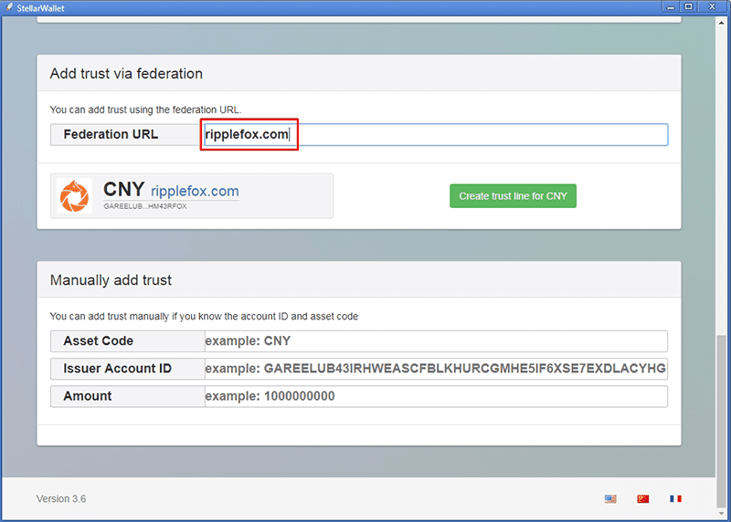 contoh praktek menambahkan trustline (Add Trust) Ripplefox